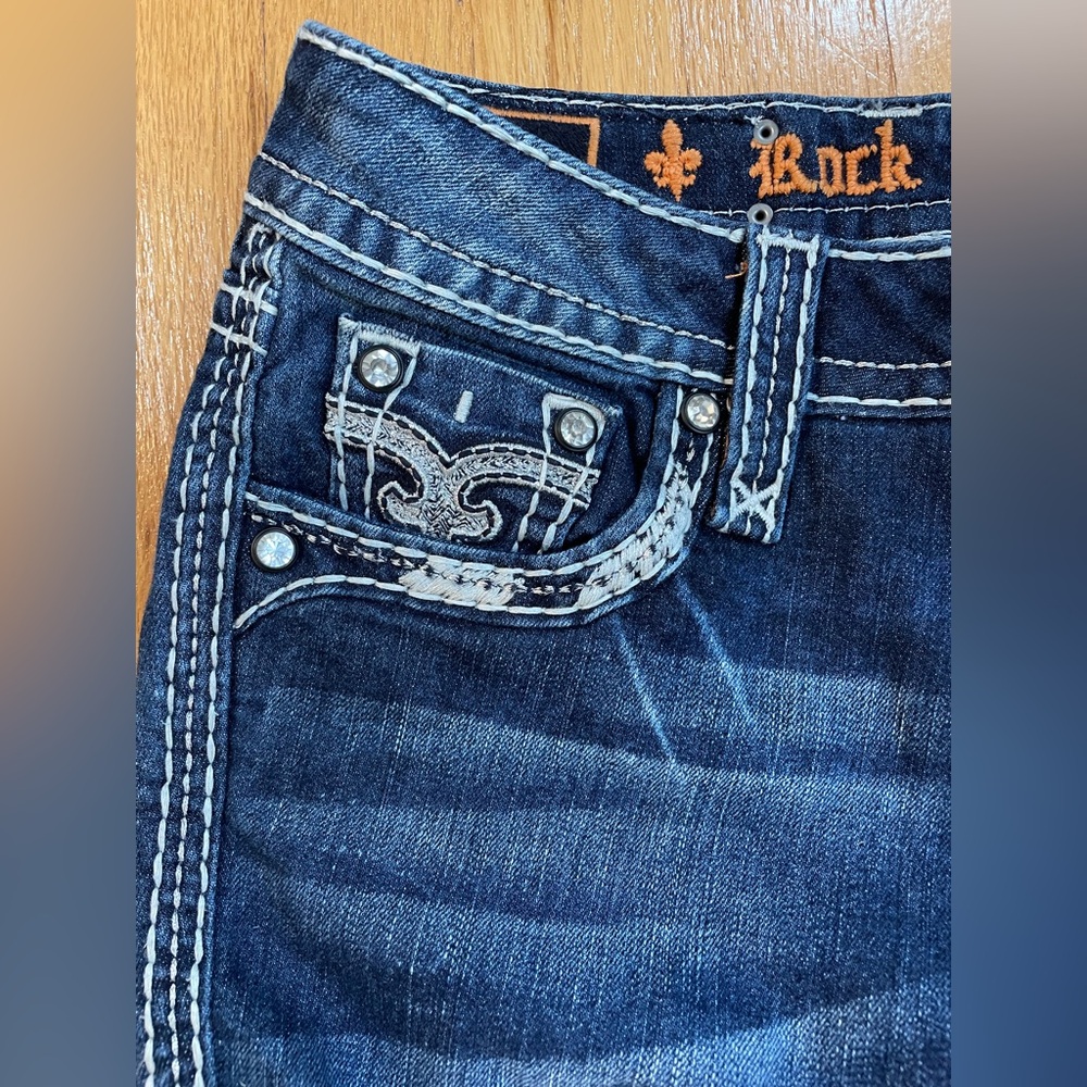 Women’s Rock Revival Luxor S200 Med Wash Skinny Jeans Crystal Embellishments 25 - Picture 3 of 14